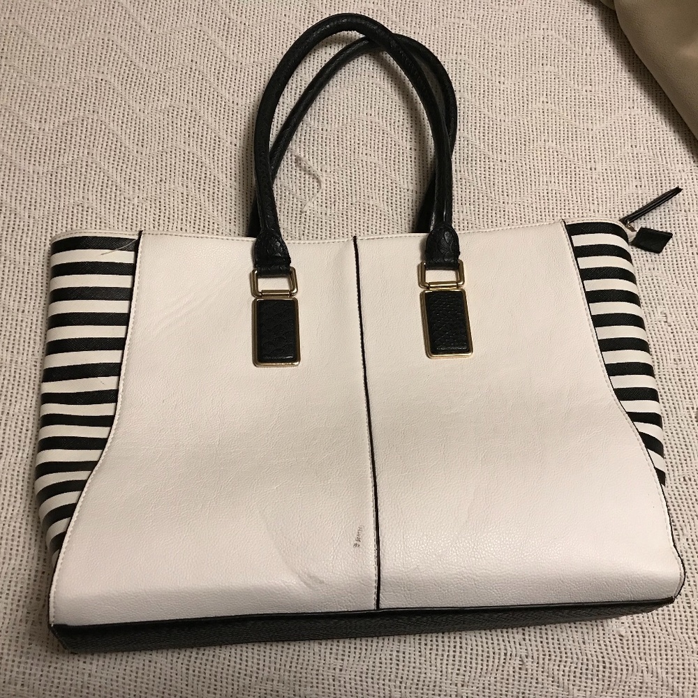 Large Tote - black and white stripes - Aldo